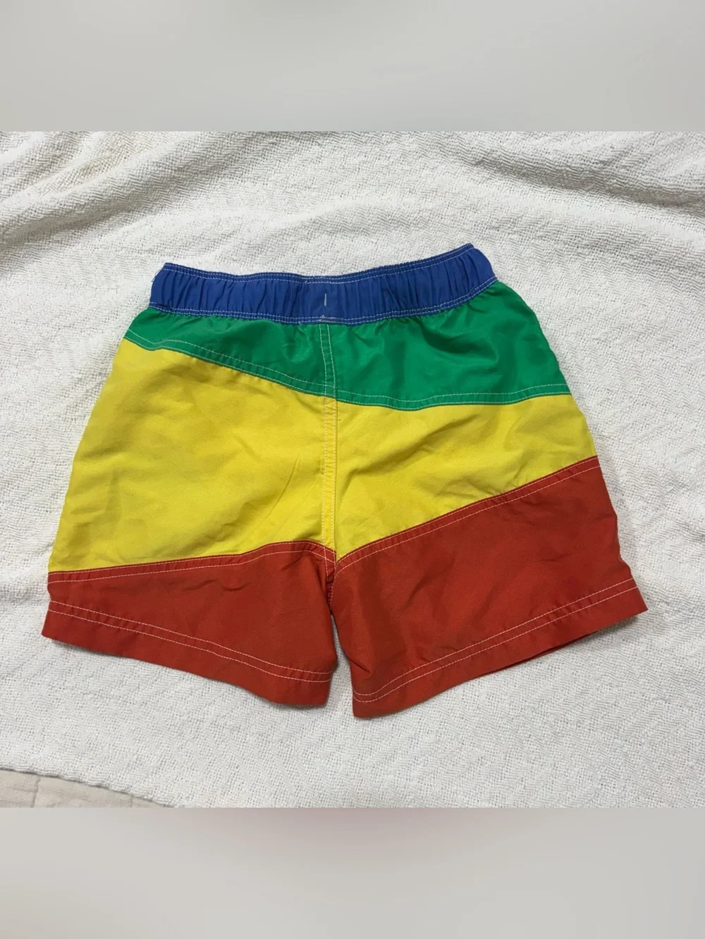 Hanna Andersson Blue swim trunks boys with White Stitching 6-7 years